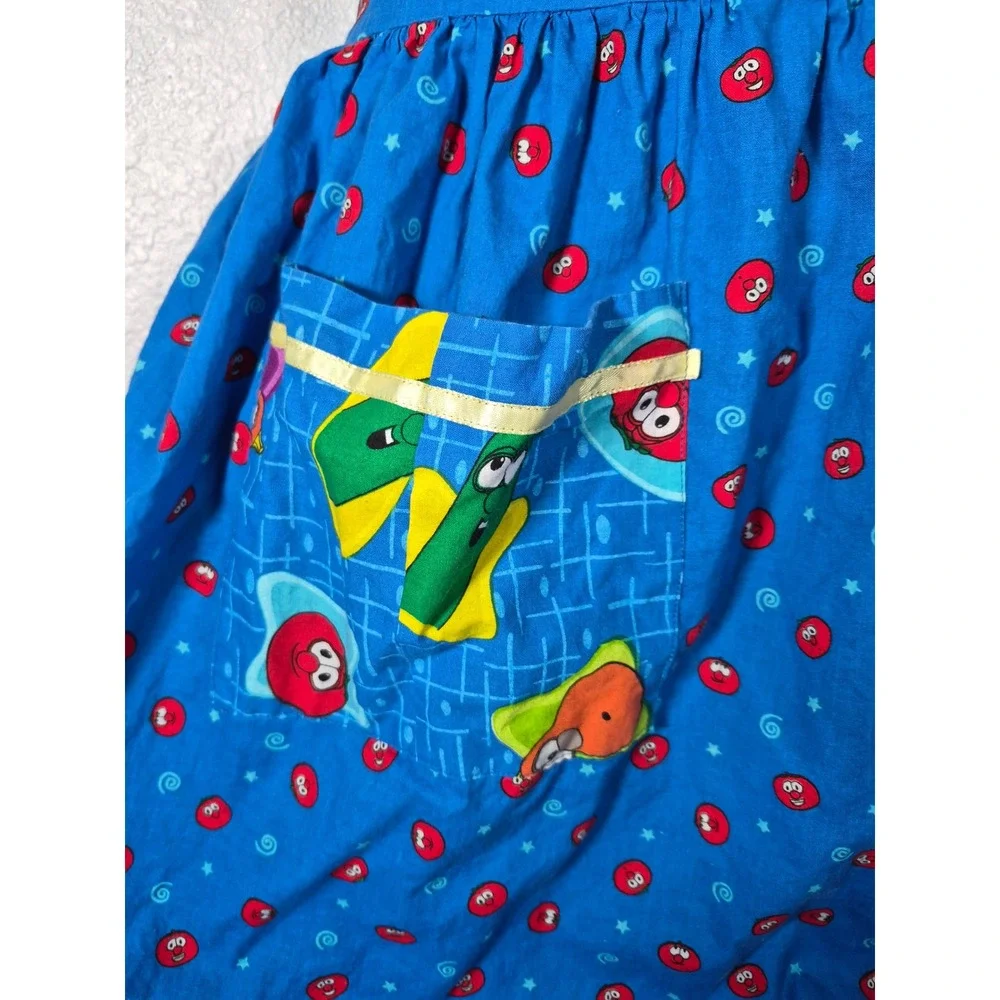 VeggieTales Bob the Tomato Larry the Cucumber Character Apron Blue Handmade